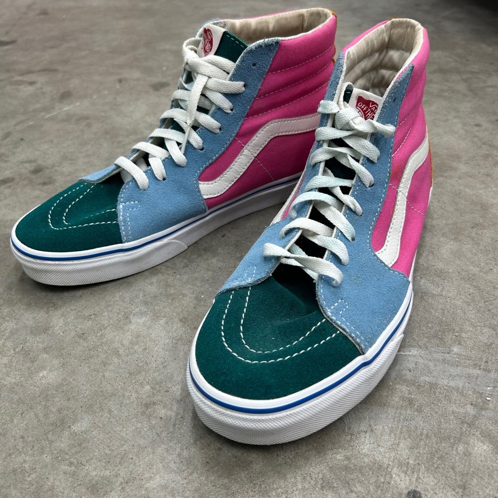 Vans Sk8-Hi Multi Color Patchwork Suede Sneakers Mens 9 Womens 10.5
